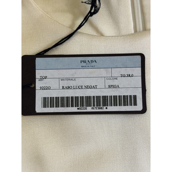 Vintage Prada Y2K Satin Shell Tank Ivory Raso Luce w/ Tags Italy Sz IT 38 - Picture 3 of 10